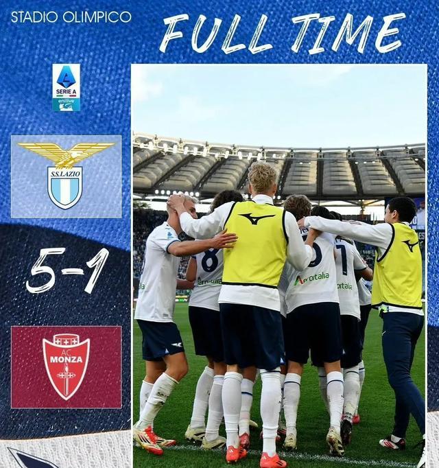 拉齐奥全面击败对手，登上积分榜首位